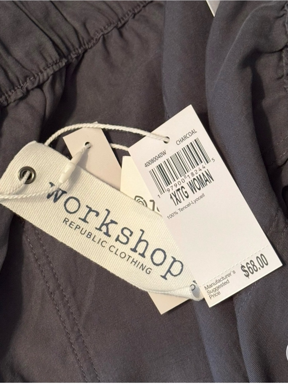 Workshop Charcoal Gray Wide Leg Tencel Drawstring Pants NWT - Picture 7 of 9